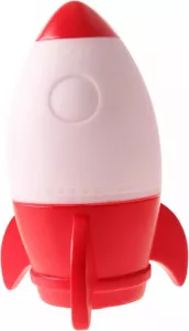 Johntoy nachtlamp raket junior 14 cm rood wit
