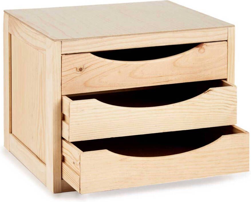 Kipit Kantoor organiser ladeblok hout 39 x 30 x 29 cm 3x lades opbergen Ladeblok