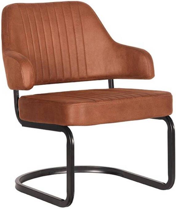 LABEL51 Fauteuil Otta Cognac Microvezel Zwart Metaal