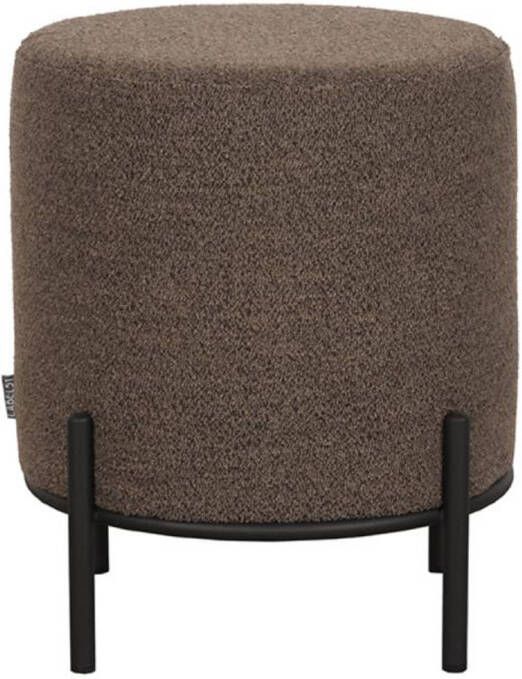 LABEL51 Poef Troy M Bruin Boucle Zwart Metaal