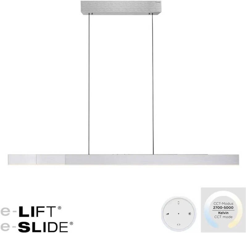 Lamponline Paul Neuhaus Hanglamp e-Lift + e-Slide L 120-200 cm mat chroom