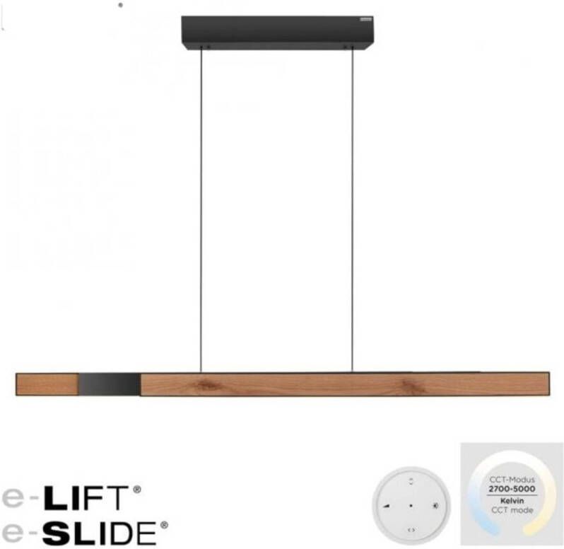 Lamponline Paul Neuhaus Hanglamp e-Lift + e-Slide L 120-200 cm zwart hout - Foto 1