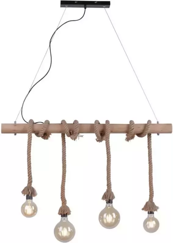 Lamponline Paul Neuhaus Hanglamp Rope 4 lichts L 100 cm bruin-zwart