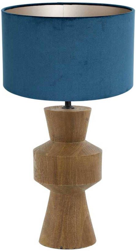 Light & Living Light Living tafellamp Gregor blauw hout 17 cm E27 fitting 3597BE
