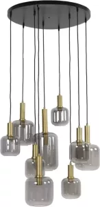 Light & Living Hanglamp Lekar 9-Lamps Antiek Brons Smoke