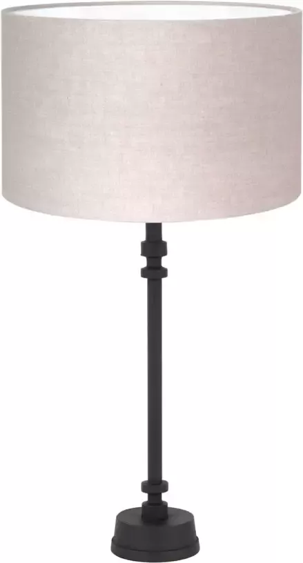 Light & Living Howell tafellamp zwart met beige kap