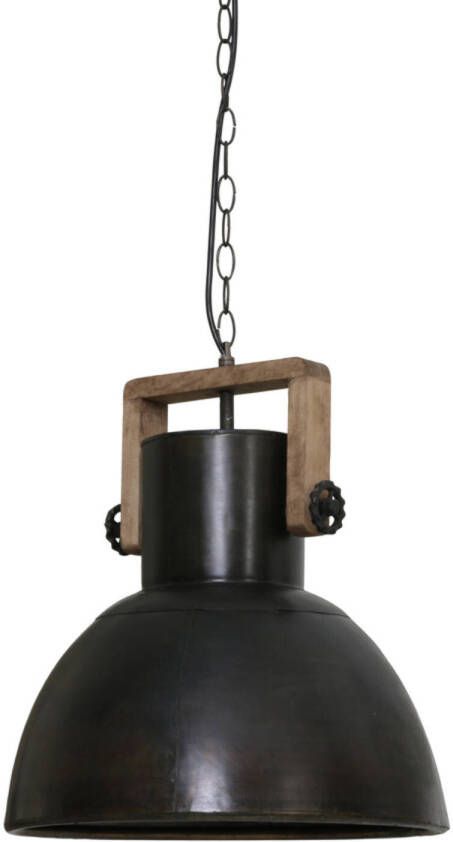 Light & Living Hanglamp Shelly 40cm hout weather barn-zwart zink