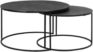 Light & Living Salontafel Rengo Zwart Ø61+Ø76cm Industrieel