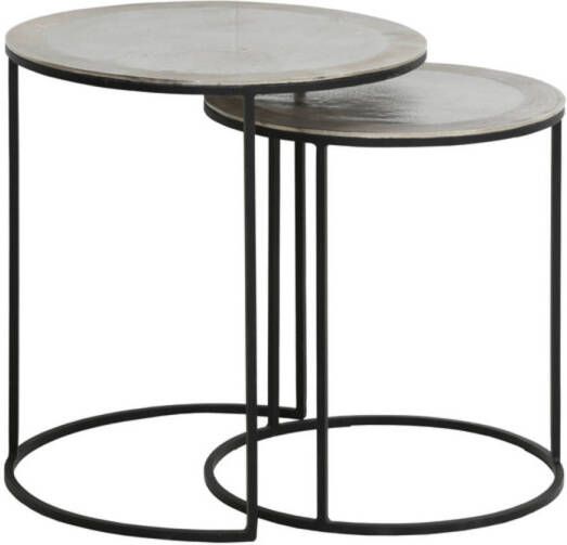 Light & Living Side table S 2 41x46+49x52 cm TALCA raw nickel