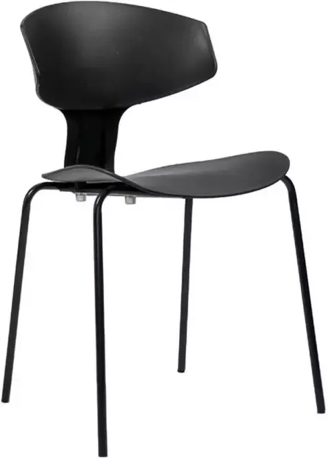 Livin24 Scandinavische eetkamerstoel Mara zwart Kunststof stoel met rugleuning Eetkamerstoel zwart