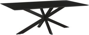 Livingfurn 1x Eetkamertafel Oslo Spider Black Acacia 220 cm Acacia Gecoat Staal