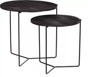 Livingfurn Bijzettafel Mason Zwart 52x52x53 Mangohout