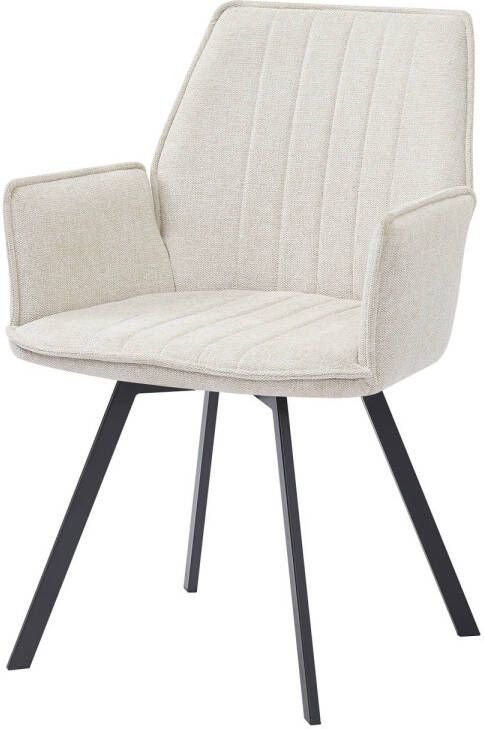 Livingfurn Eetkamerstoel Louise Beige Stof | Gecoat Staal 1 stuk