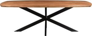 Livingfurn Eetkamertafel Jesper Danish Oval 230cm Mangohout Gecoat Staal