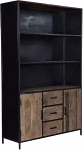 Livingfurn Wandkast Dakota Zwart Naturel 200 x 140 cm