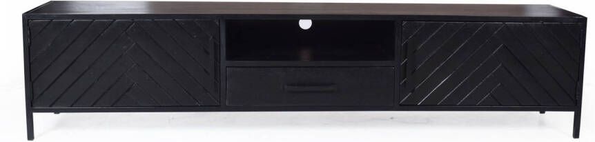 Livingfurn TV-meubel York Mangohout visgraat 200cm zwart