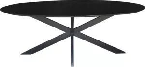 Livingfurn Ovale Eettafel Oslo Acaciahout en staal Zwart 210 x 100cm Ovaal