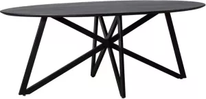 Livingfurn Ovale Eettafel Oslo Acaciahout en staal Zwart 200 x 100cm Ovaal