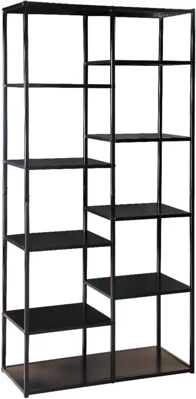 Lizzely Garden & Living Boekenkast industrieel Gina metalen wandmeubel zwart 90x185cm