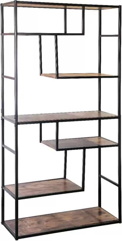 Lizzely Garden & Living Boekenkast industrieel Kirja MDF wandmeubel hout 84x168cm - Foto 1