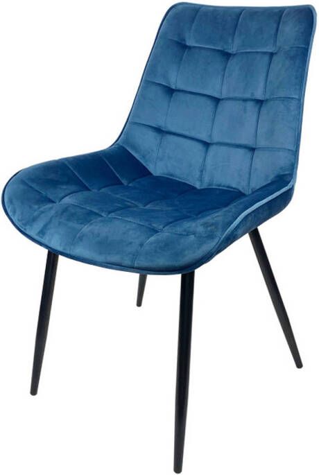 Lizzely Garden & Living Eetkamerstoel De Vince donkerblauw velvet eetstoel