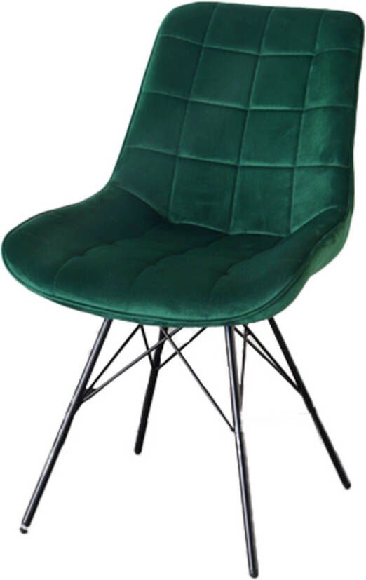 Lizzely Garden & Living Eetkamerstoel Lux donkergroen velvet eetstoel industrieel zetel
