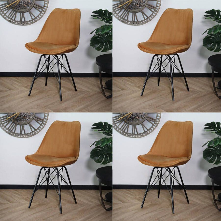 Lizzely Garden & Living Eetkamerstoel Set van 4 Viga goud