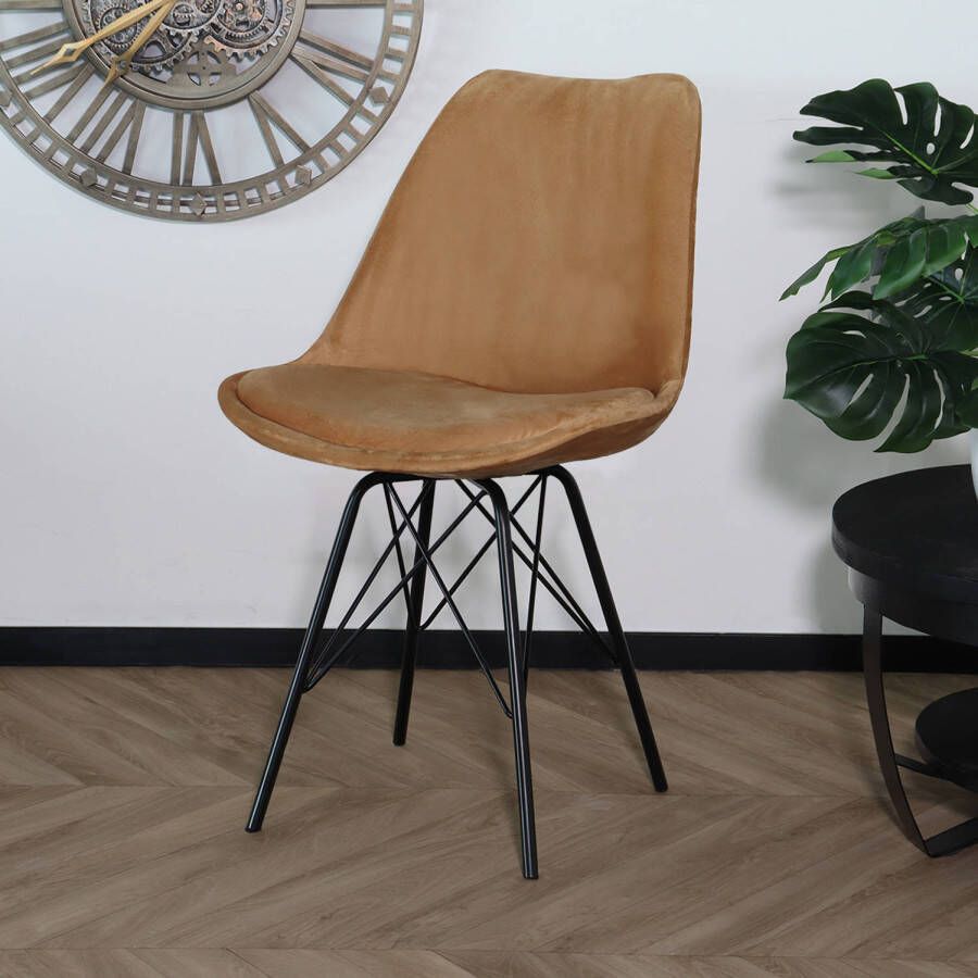 Lizzely Garden & Living Eetkamerstoel Viga goud velvet eetstoel