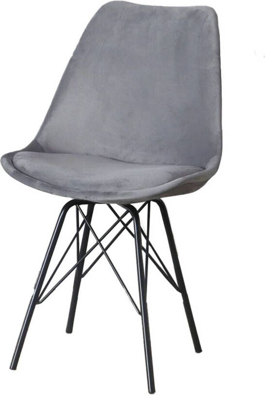 Lizzely Garden & Living Eetkamerstoel Viga grijs velvet (voorbestelling) - Foto 2