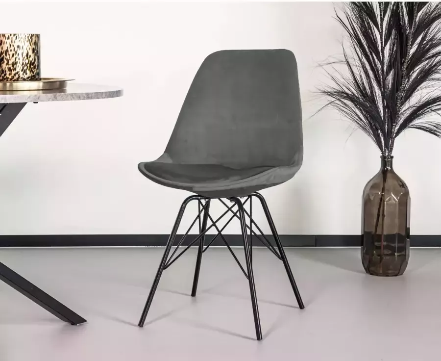 Lizzely Garden & Living Eetkamerstoel Viga grijs velvet (voorbestelling) - Foto 3