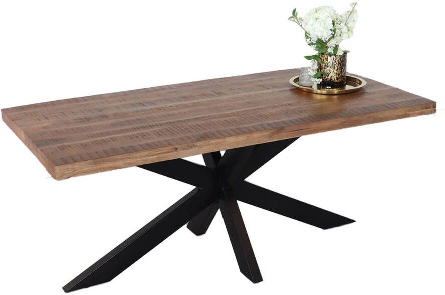 Lizzely Garden & Living Eettafel langwerpig mangohout 180cm John langwerpige tafel duurzaam mango eetkamertafel