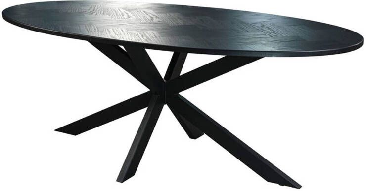 Lizzely Garden & Living Eettafel ovaal visgraat 210cm Obie zwart ovale eettafel