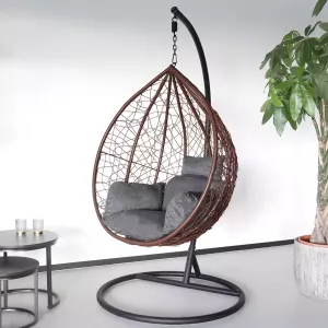 Lizzely Garden & Living Egg hangstoel Roundabout donkerbruin ei stoel