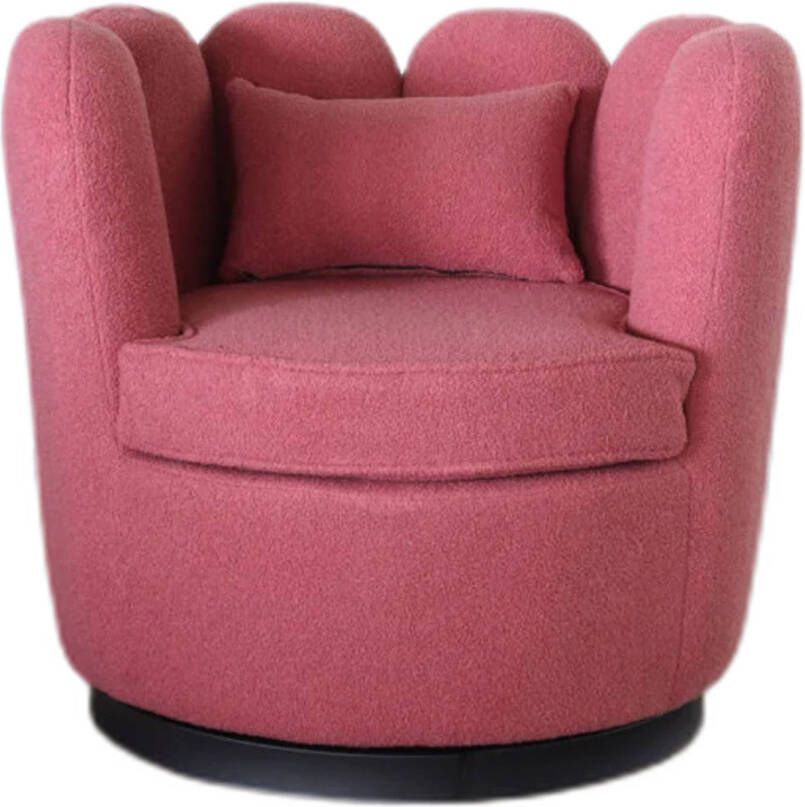 Lizzely Garden & Living Fauteuil Daphne teddy oud roze draaibare fauteuil