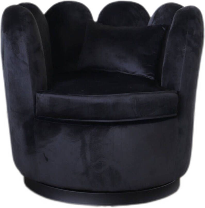 Lizzely Garden & Living Fauteuil Daphne velvet zwart draaibare fauteuil - Foto 1