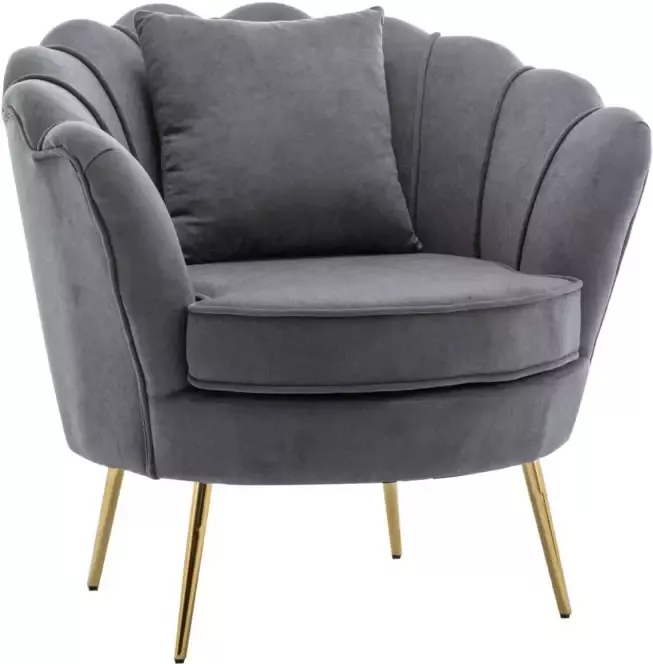 Lizzely Garden & Living Fauteuil zitbank 1 persoons stoel Belle velvet grijs bankje
