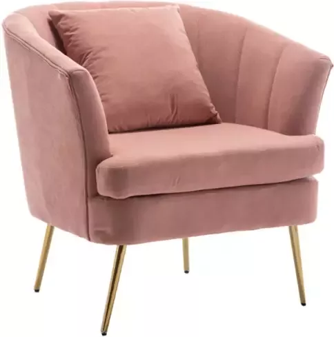 Lizzely Garden & Living Fauteuil zitbank 1 persoons Sien velvet roze stoel - Foto 1