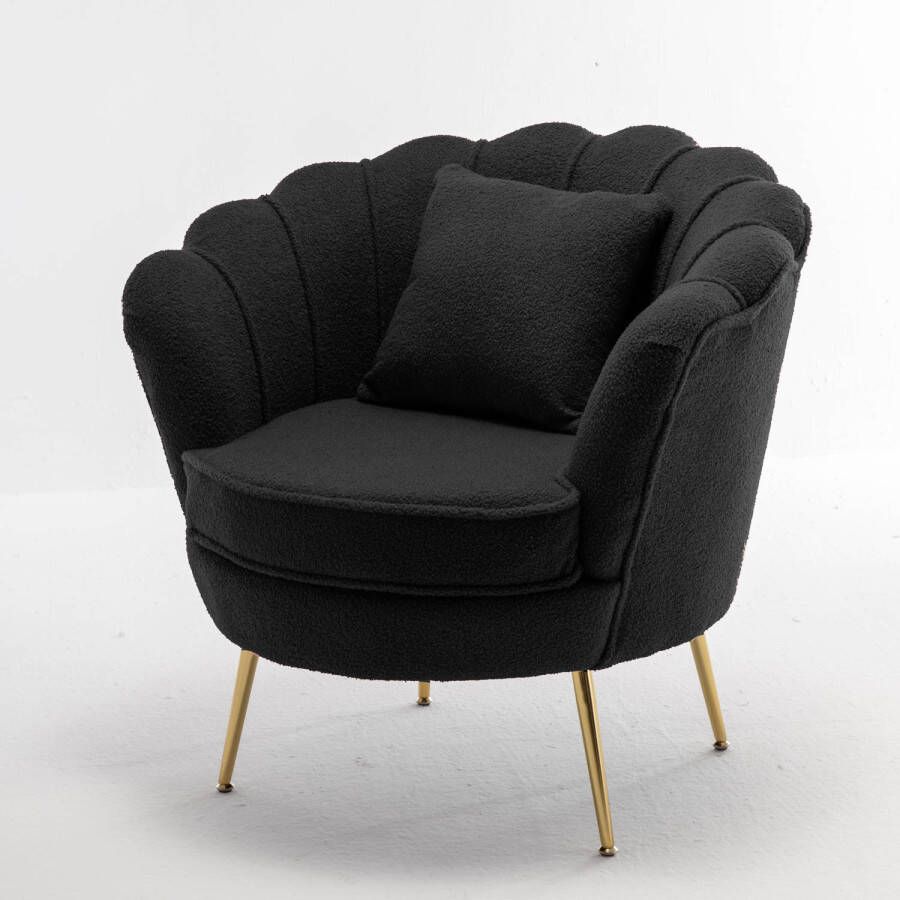 Lizzely Garden & Living Fauteuil zitbank 1 persoons stoel Belle teddy zwart