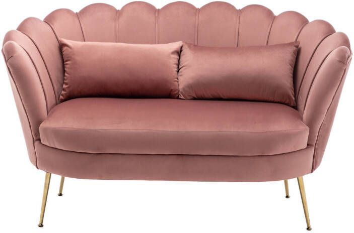 Lizzely Garden & Living Zitbank Belle 2 zits velvet oud roze bankstel 140cm stof incl. 2 kussens bank