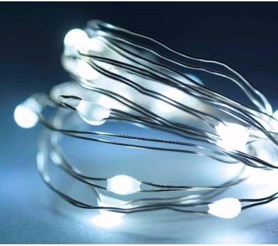 Lumineo draadverlichting zilverdraad 20 witte led lampjes 95 cm Lichtsnoeren - Foto 1