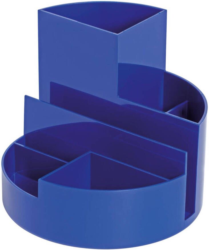 Maul bureauorganizer pennenbak Roundbox Ø14x12.5cm 7-vaks 85% gerecycled kunststof blauw
