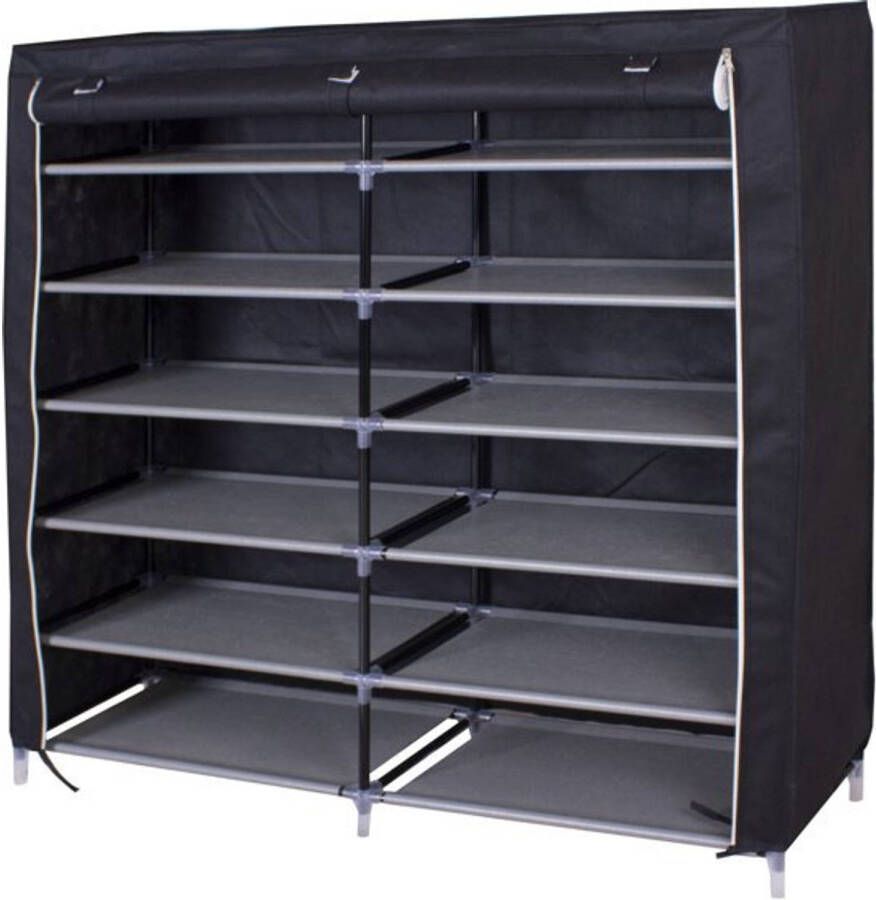 MaxxHome Schoenenkast Dubbel 6 Niveaus 115x30x108cm Zwart