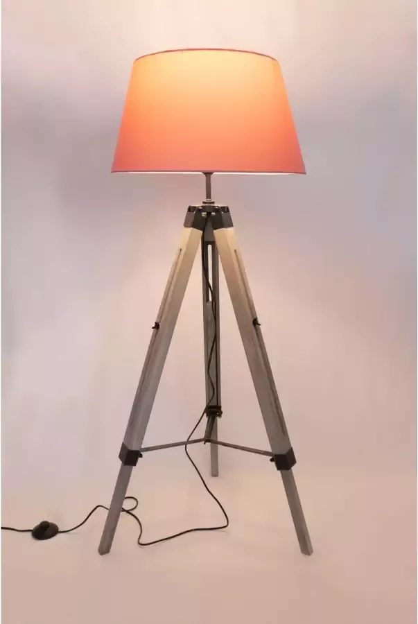 MaxxHome Vloerlamp Lilly Leeslamp Driepoot Hout -145 cm E27 LED 40W Roze - Foto 3