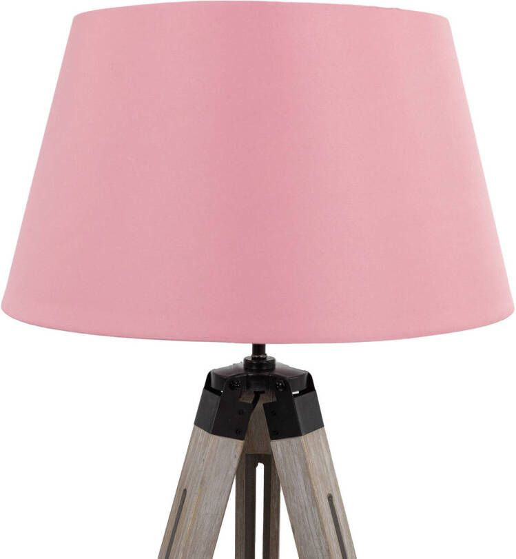 MaxxHome Vloerlamp Lilly Leeslamp Driepoot Hout -145 cm E27 LED 40W Roze
