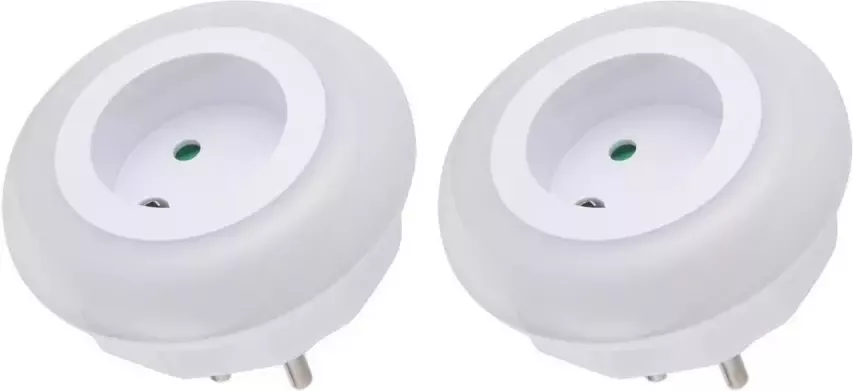 Merkloos 2x Nachtlampjes met LED sensor voor in stopcontact Nachtlampjes
