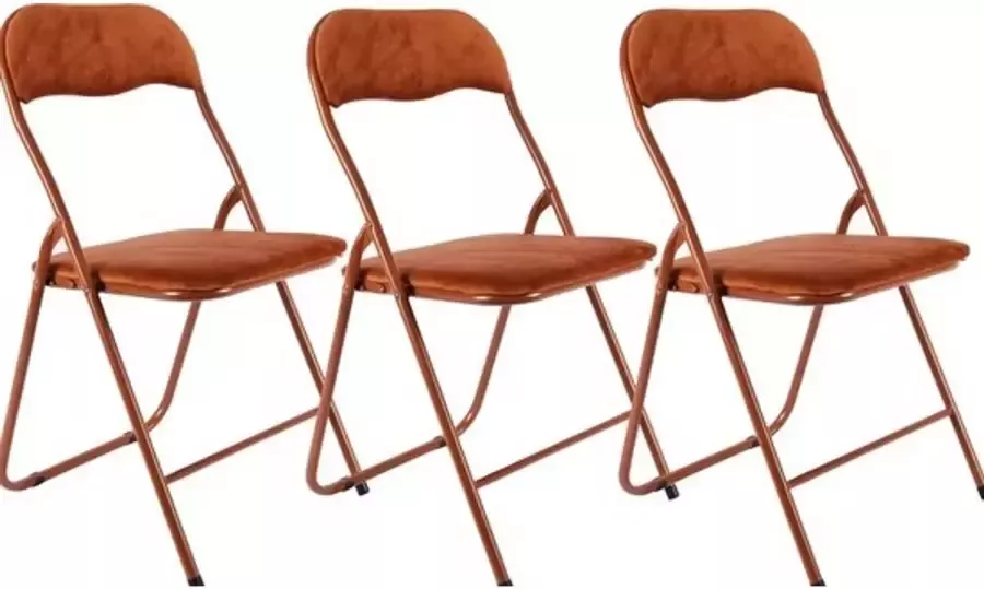Discountershop 3x Klapstoel met zithoogte van 43 cm Vouwstoel velvet zitvlak en rug bekleed stoel tafelstoel- tafelstoel klapstoel Velvet klapstoel Luxe klapstoel Met kussentjes Stoelen Klapstoelen Stoeltje Premium chair Camel