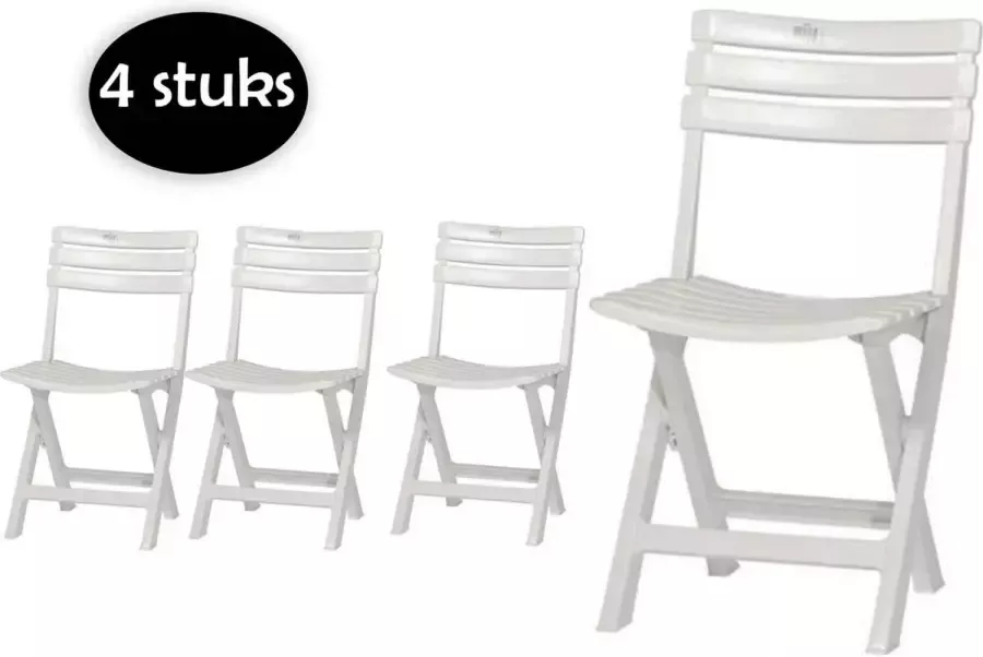 Merkloos 4 Stuks Witte Kunststof Klapstoelen Voor Binnen Of Buiten 4x Robuuste Kunststof Klapstoel Wit Tuinstoel Bistrostoe