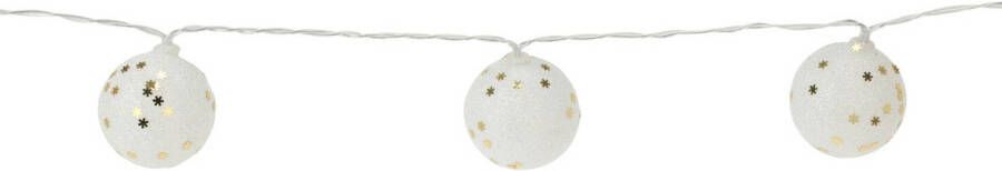 Merkloos Christmas Decoration verlichting snoer 10 bollen wit glitters -150 cm Lichtsnoeren - Foto 1