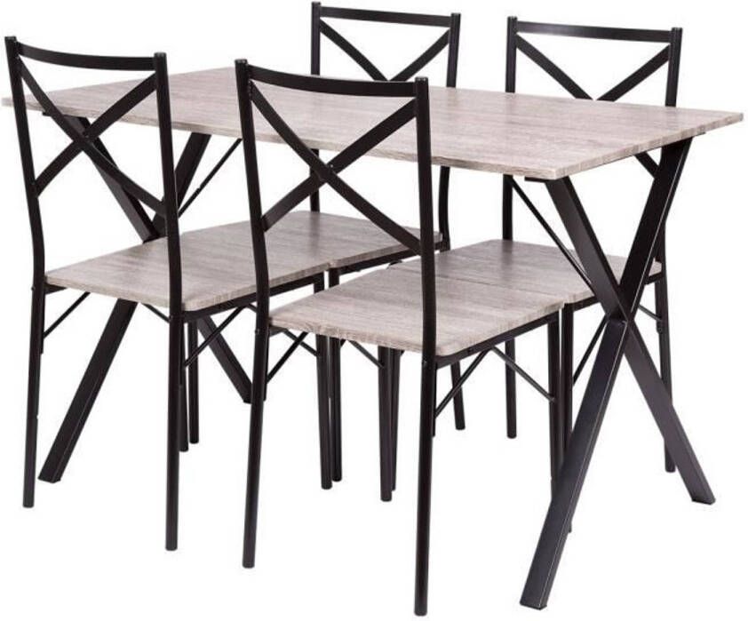 Merkloos COUNTRY eettafelset met 4 stoelen mdf - Foto 1