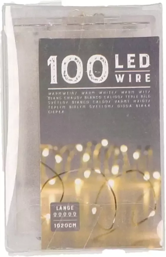 Merkloos Draadverlichting lichtsnoer met 100 lampjes warm wit op batterij 1000 cm Lichtsnoeren - Foto 1